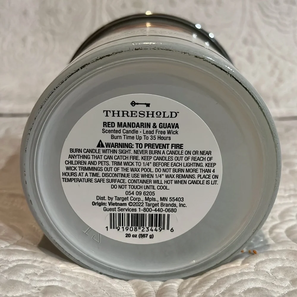 Threshold Red Mandarin & Guave 3 wick candle, new‎